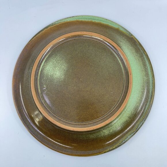 vintage frankoma pottery wagon wheel dinner plate prairie green glaze 10 1/2 194 - Picture 4 of 4